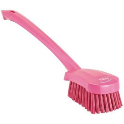 【ヴァイカン 長柄ハンドル付ブラシ ハード 41861 ピンク】 幅70×奥行400(mm)/業務用/グループA