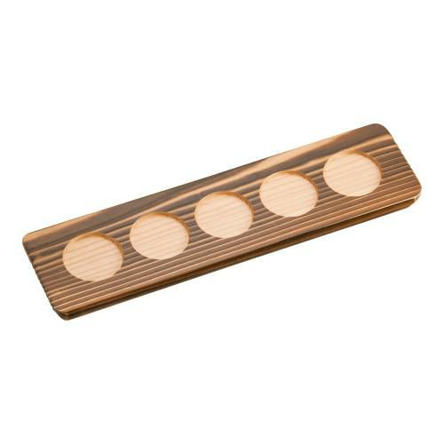 利き酒トレイ 焼杉 5穴 16255