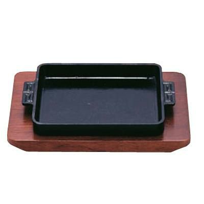 SN 鉄 ギョーザ皿 長角 木台付 14cm