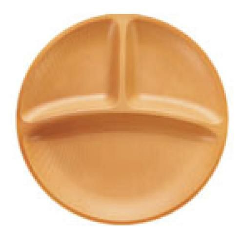 メラミン食器 ウォールナ 3ツ仕切プレート 25cm WD-15-LBR ライトブラウン /ビュッフェ取皿