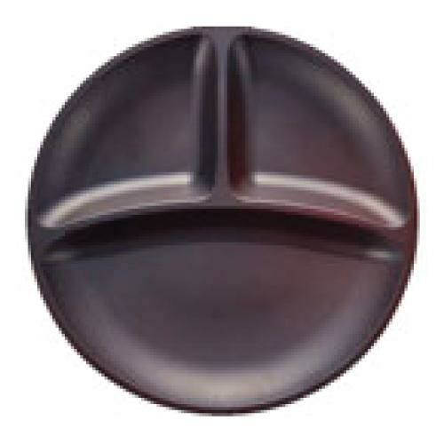 メラミン食器 ウォールナ 3ツ仕切プレート 25cm WD-15-DBR ダークブラウン /ビュッフェ取皿