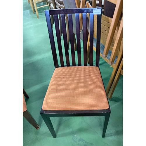 洋風イス 背縦格子 DB 座オレンジちり緬 幅420×奥行450×高さ450