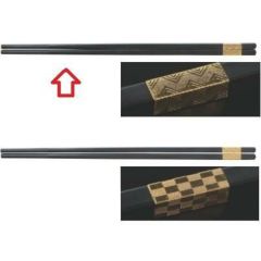 H-44-68　27CM角箸（先丸型）黒/金枡