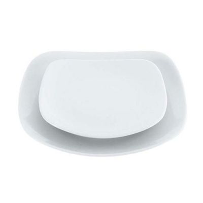 磁器 中華・洋食兼用食器 白撫角皿 15cm
