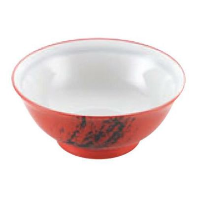 【磁器 中華食器 赤釉筆流し 高台丼 6.5寸】 高さ87(mm)【グループA】