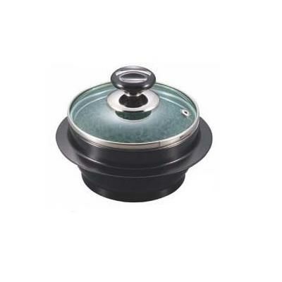 石焼釜 (ガラス蓋付) アルミブラックコート枠付 長水 遠赤 15cm 【業務用食器】【同梱グループA】