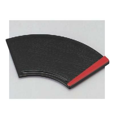 銘々皿 7.5寸扇面皿 溝付黒天朱