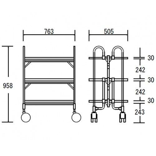 ニッセイ 折りたたみ式ステンレスワゴン【3段】 KEAM-3  1台に付き送料2,200円