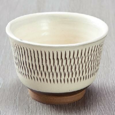 小鹿田焼煎茶碗（白トビ）