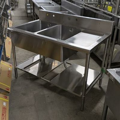 中古】二槽シンク 台付き BGあり 幅1200×奥行700×高さ800 【送料別途