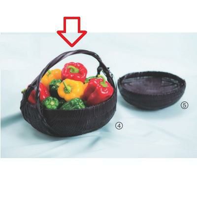 染竹フルーツ丸篭（手付）（生地）