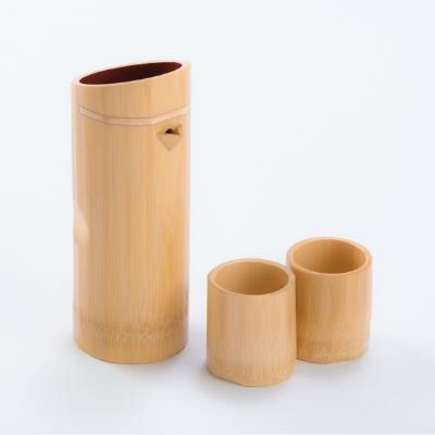 白竹ハツリ酒器（内朱）（Ｂ）