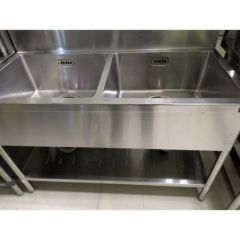 中古】二槽シンク BGなし 幅1200×奥行600×高さ800 【送料別途