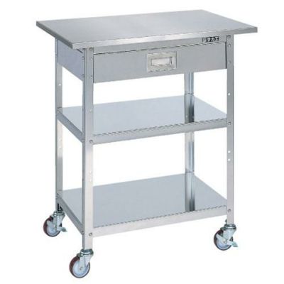 ステンレス一人用作業台(移動式・キャビネット付) SUA-075BS/外寸：幅750×奥行500×高さ860mm
