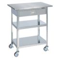 ステンレス一人用作業台(移動式・キャビネット付) SUA-075BS/外寸：幅750×奥行500×高さ860mm