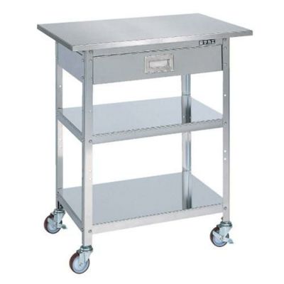 ステンレス一人用作業台(移動式・キャビネット付) SU4A-075B/外寸：幅750×奥行500×高さ860mm