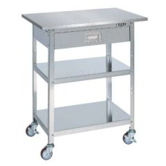 ステンレス一人用作業台(移動式・キャビネット付) SU4A-075B/外寸：幅750×奥行500×高さ860mm