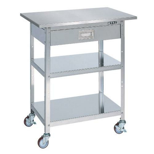 ステンレス一人用作業台(移動式・キャビネット付) SU4A-075B/外寸：幅750×奥行500×高さ860mm
