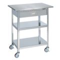 ステンレス一人用作業台(移動式・キャビネット付) SU4A-075B/外寸：幅750×奥行500×高さ860mm