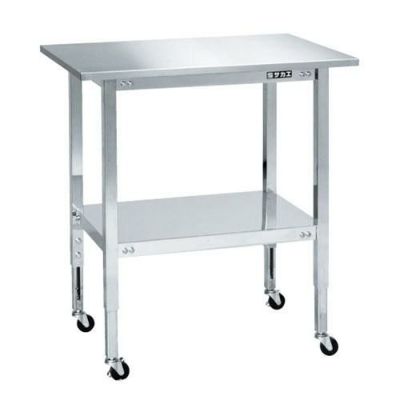 ステンレスフリーワゴン(天板付・高さ調整タイプ) STFW4-70T/外寸：幅750×奥行500×高さ720～920mm