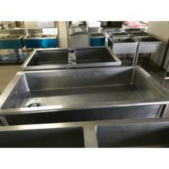 中古】ソイルド二槽シンク(左掛け) BGあり 幅1500×奥行720×高さ800