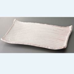 ☆紅粉引枯山水角皿大