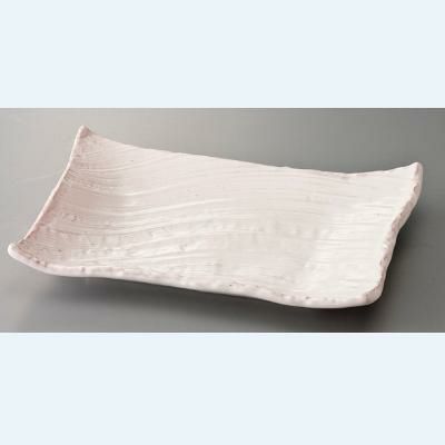 ☆紅粉引枯山水角皿小