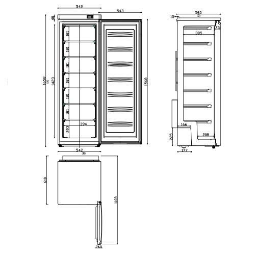 【カノウ冷機】超低温フリーザー 前扉タイプ 7段 198L  MG-207S 幅542×奥行601×高さ1484(mm) 単相100V