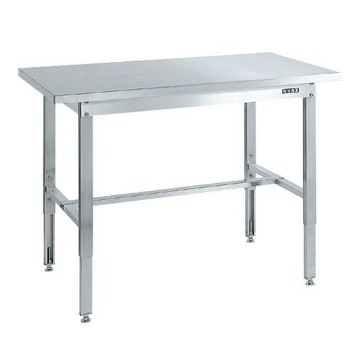 ステンレス高さ調整作業台(ステンレスカブセ天板仕様) SUT4-127HC/外寸：幅1200×奥行750×高さ700～900mm