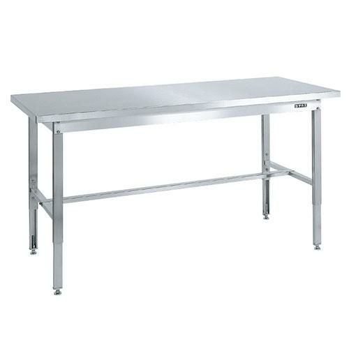 ステンレス高さ調整作業台(ステンレスカブセ天板仕様) SUT4-187HC/外寸：幅1800×奥行750×高さ700～900mm