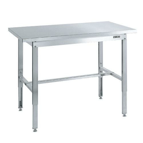 ステンレス高さ調整作業台(ステンレスカブセ天板仕様) SUT4-127PC/外寸：幅1200×奥行750×高さ700～900mm