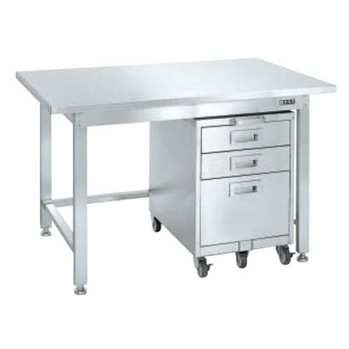 ステンレス作業台キャビネットワゴン(SS-EC)付 SU3-127EC/外寸：幅1200×奥行750×高さ740mm