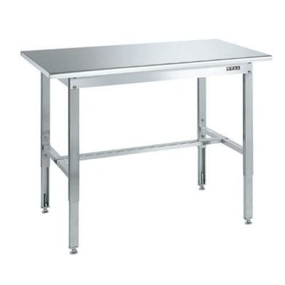 ステンレス高さ調整作業台(天板R付) SUT4-127R/外寸：幅1200×奥行750×高さ700～900mm