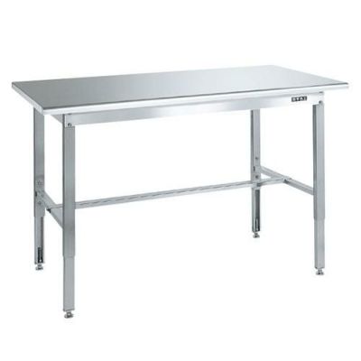 ステンレス高さ調整作業台(天板R付) SUT4-157R/外寸：幅1500×奥行750×高さ700～900mm