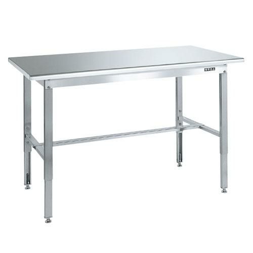 ステンレス高さ調整作業台(天板R付) SUT4-157R/外寸：幅1500×奥行750×高さ700～900mm