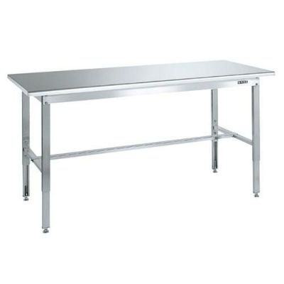 ステンレス高さ調整作業台(天板R付) SUT4-187R/外寸：幅1800×奥行750×高さ700～900mm