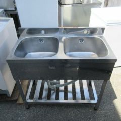 中古】二槽シンク BGあり 幅1000×奥行450×高さ800 【送料別途見積