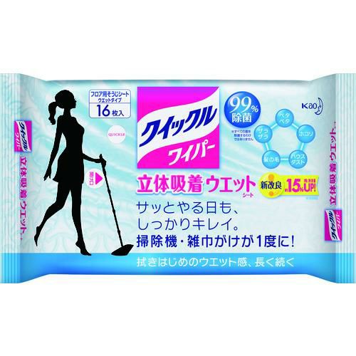 Kao クイックルワイパー 立体吸着ウエットシート 16枚入