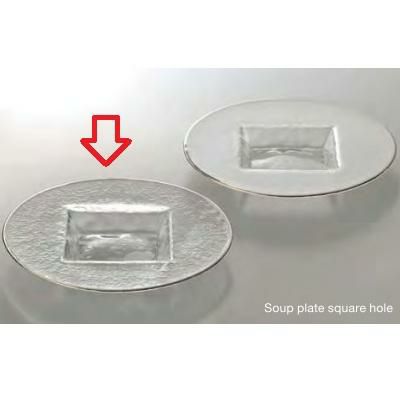 スーププレート (スクエアホール)_クリアプラチナライン