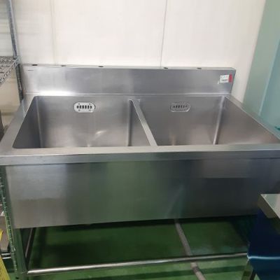 中古】二槽シンク BGあり 幅1200×奥行750×高さ800 【送料別途