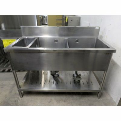 2槽シンク　1200×450×900 BG90　厨房機器　業務用　中古 中古】二槽シンク ダスト付き BGあり 幅1200×奥行600×高さ780 【送料