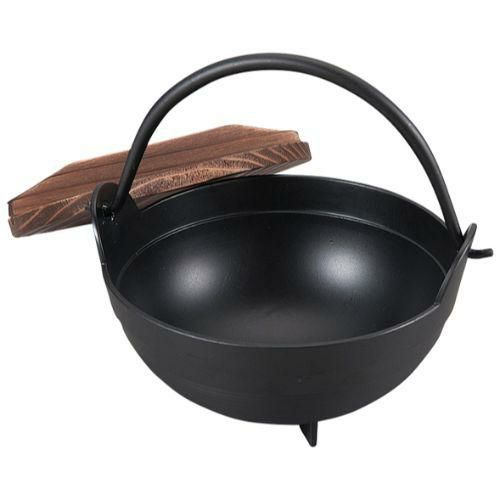 18cmアルミふるさと鍋黒段付木蓋付