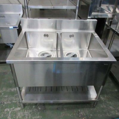 中古】二槽シンク BGあり タニコー 幅1000×奥行750×高さ790