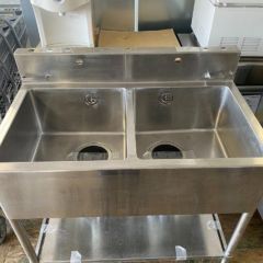 TXA-2S-120 【タニコー】18-0 二槽シンク(バックガード付)【業務用