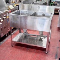 【岐阜市六条江東直接引き取り大歓迎】2口シンク　1200×600×865 蛇口3 業務用 流し台 二槽シンク 幅75cm 蛇口2個付 （ ステンレス製品
