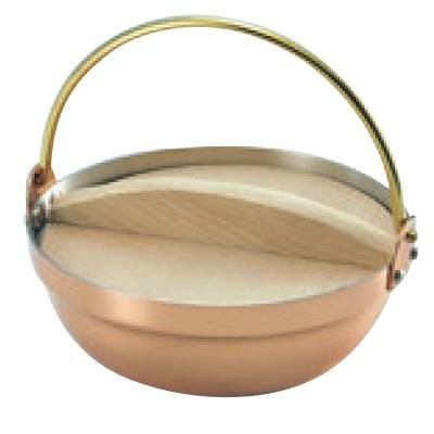 鍋【銅 段付ツル付鍋(木蓋付)1人用 S-5003 14cm】S-5003