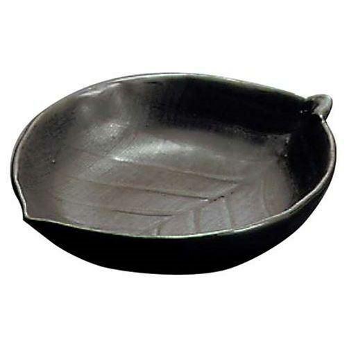 陶板焼 木の葉深型 T-8-1 大 黒