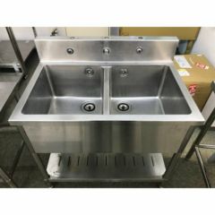 中古】二槽シンク BGあり 幅900×奥行600×高さ800 【送料別途見積