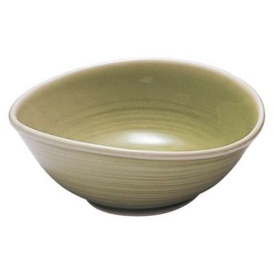 小鉢 【ヒワ釉 楕円小鉢】 高さ55mm×(手付・はみ出し部分含む)サイズ:142・直径:129【グループB】【プロ用】