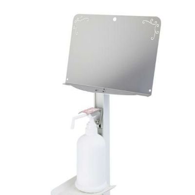 足踏式消毒液スタンド メッセージボード付(ステンレス製) ホワイト(W)/送料無料